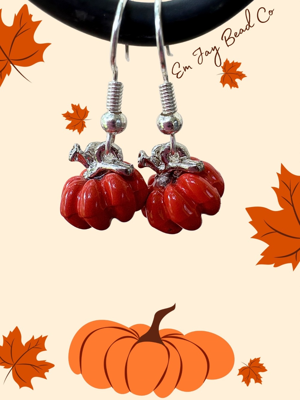 Artisan Made Orange Pumpkin Dangle Earrings